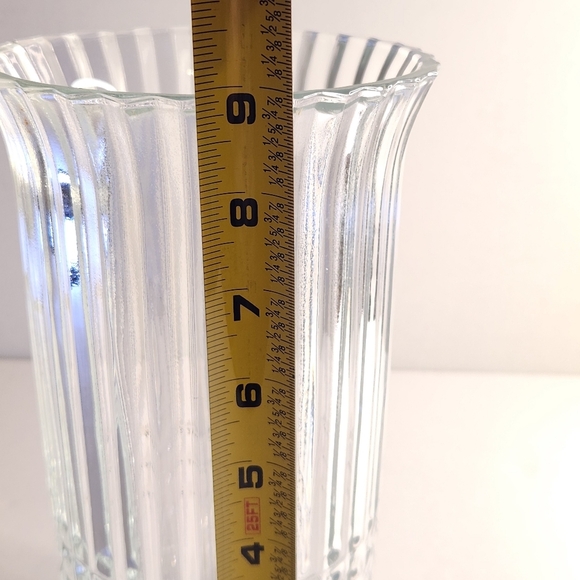 Vintage FTDA 1986 Large Crystal Glass Ribbed Flower Vase Floral Arrangements EUC - Picture 6 of 6